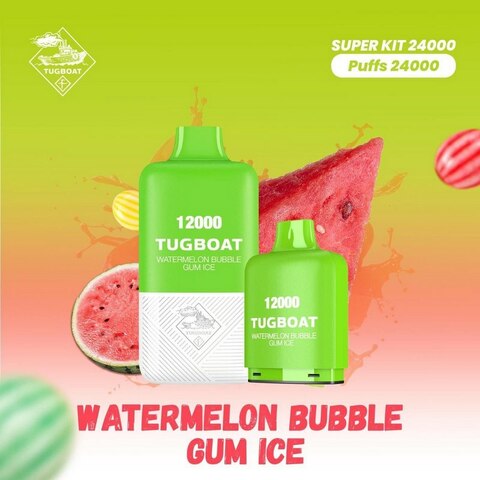 Tugboat Super Kit 24000 Puffs Watermelon Bubble gum Ice